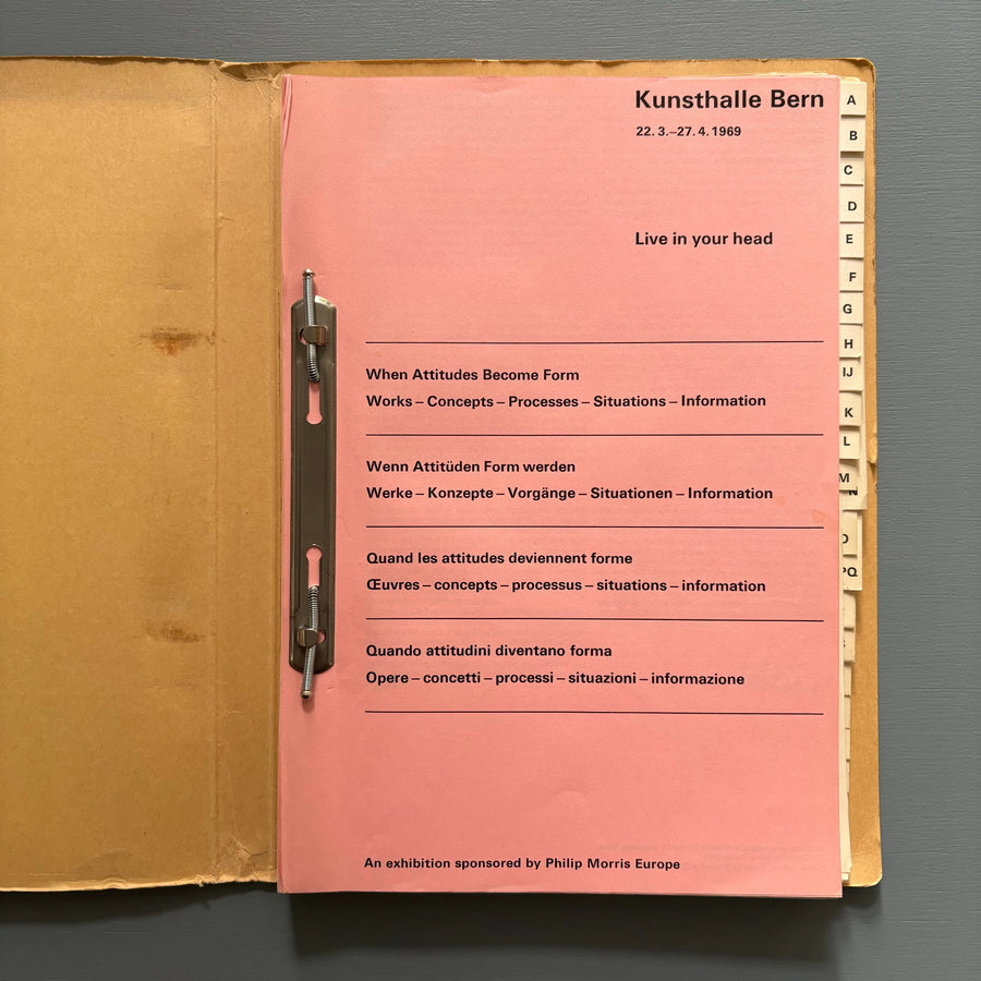 Live in Your Head: When Attitudes Become Form, by Harald Szeemann - Kunsthalle Bern 1969 - Saint-Martin Bookshop