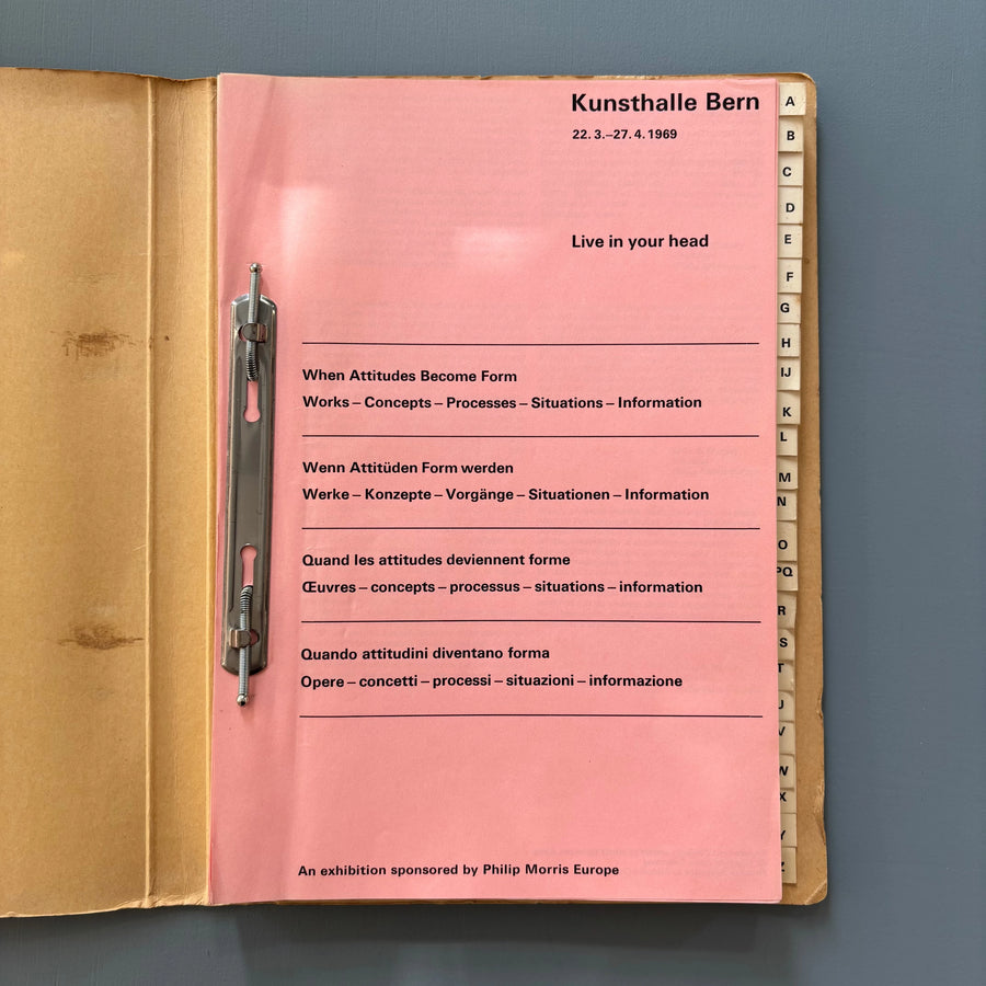 Live in Your Head: When Attitudes Become Form, by Harald Szeemann - Kunsthalle Bern 1969