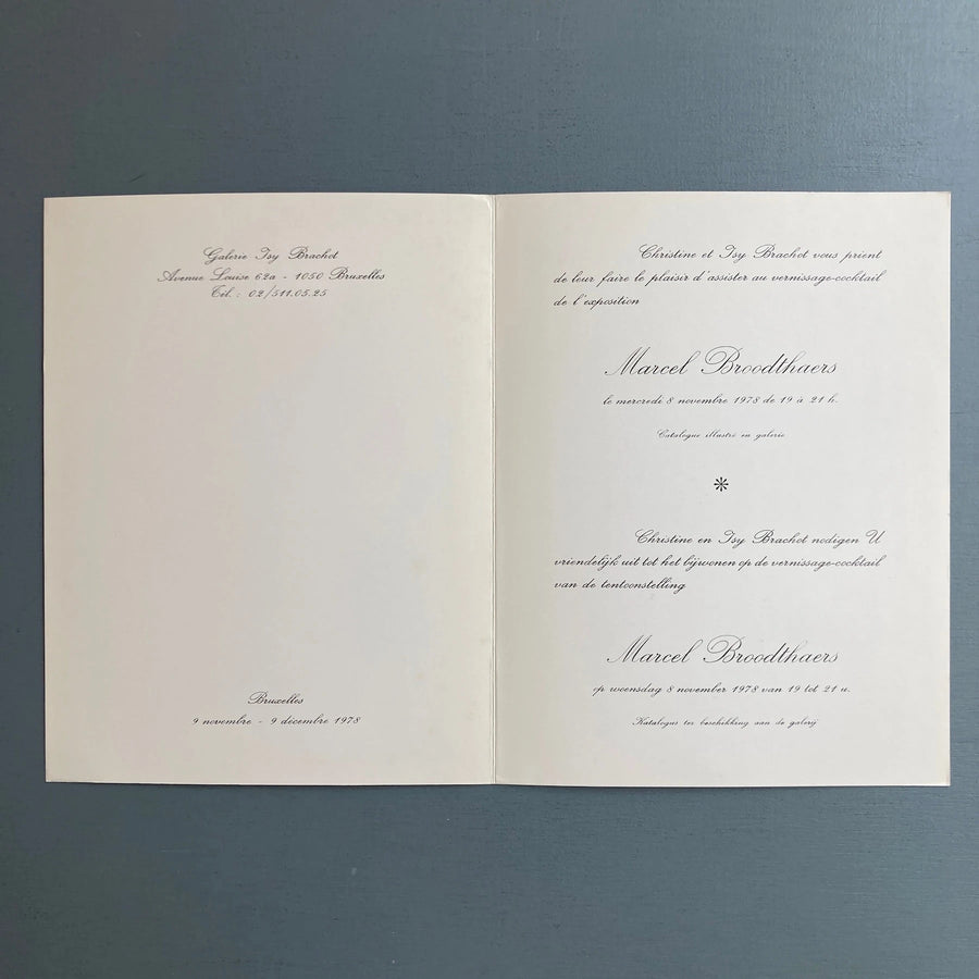Marcel Broodthaers - Invitation - Galerie Isy Brachot 1978 - Saint-Martin Bookshop