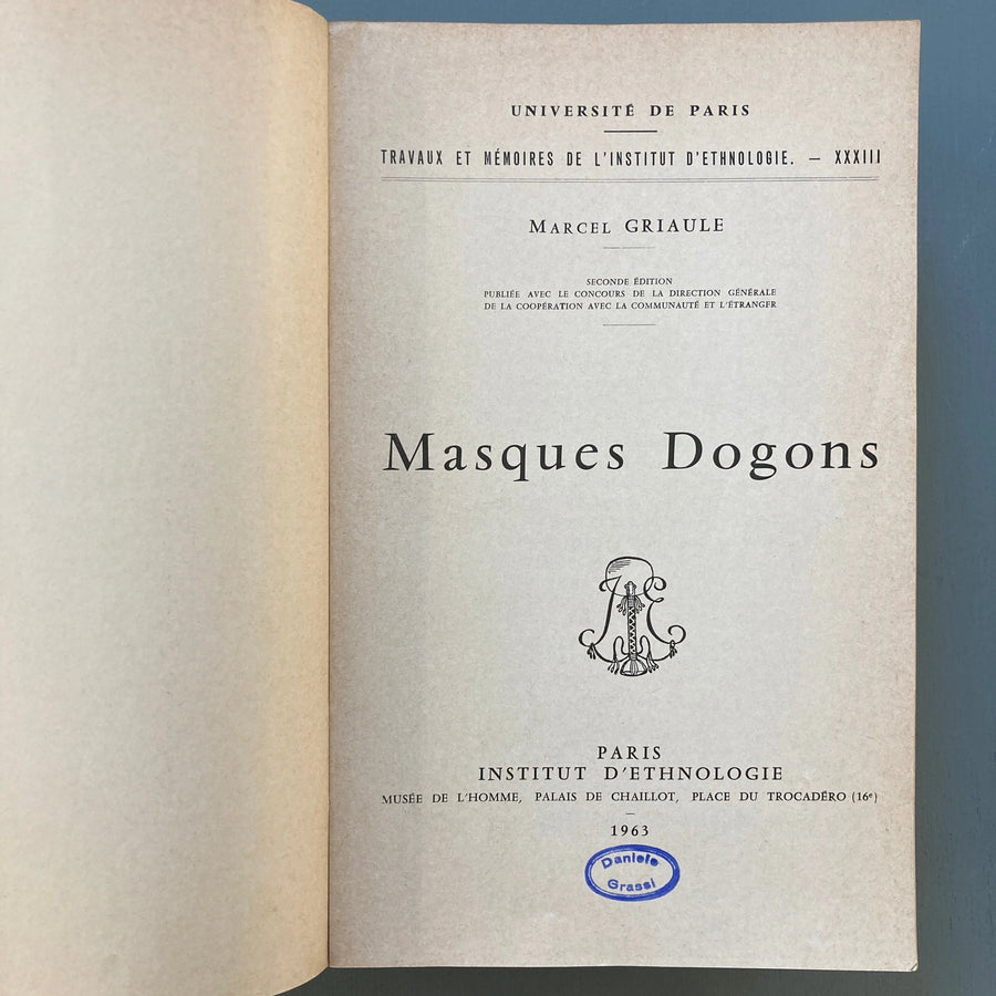 Marcel Griaule - Masques Dogons - Institut d'Ethnologie / Musée de l'Homme 1963 Saint-Martin Bookshop
