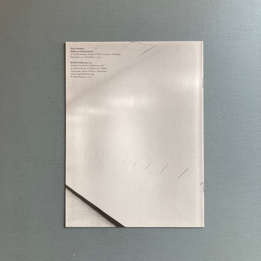 Mark Manders - Hallway with Sentences - Roma Publications 2005 - Saint-Martin Bookshop