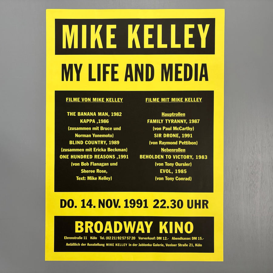 Mike Kelley - My Life and Media poster - Broadway Kino 1991 - Saint-Martin Bookshop
