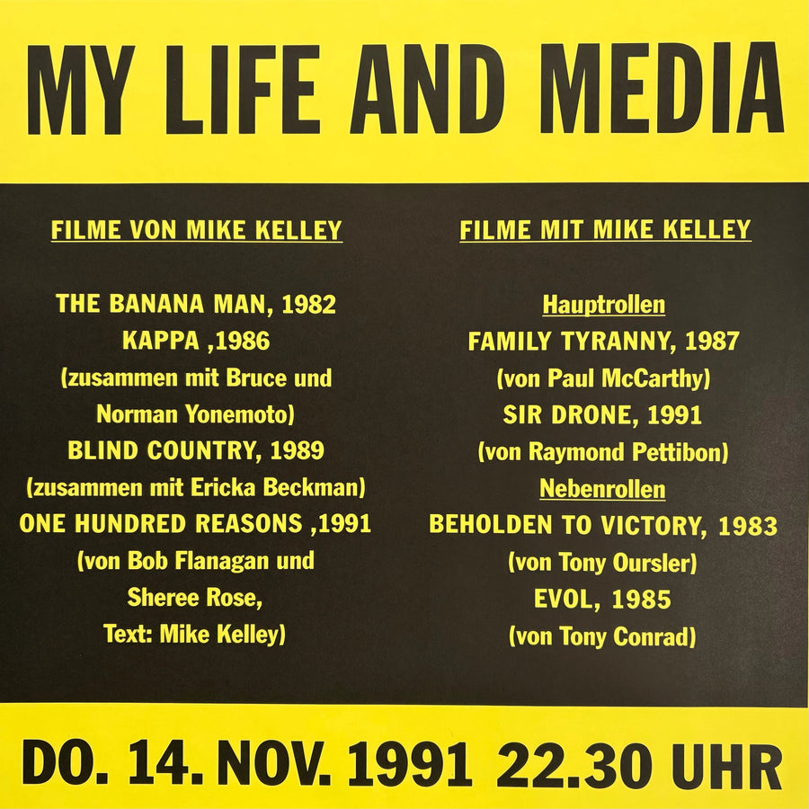 Mike Kelley - My Life and Media poster - Broadway Kino 1991 - Saint-Martin Bookshop