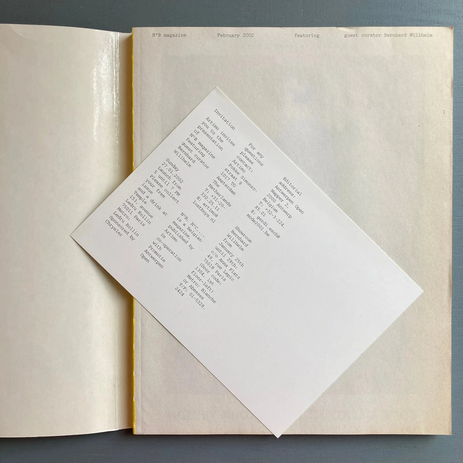 N°B magazine featuring Bernhard Willhelm - (A Magazine curated by) - 2002 - Saint-Martin Bookshop