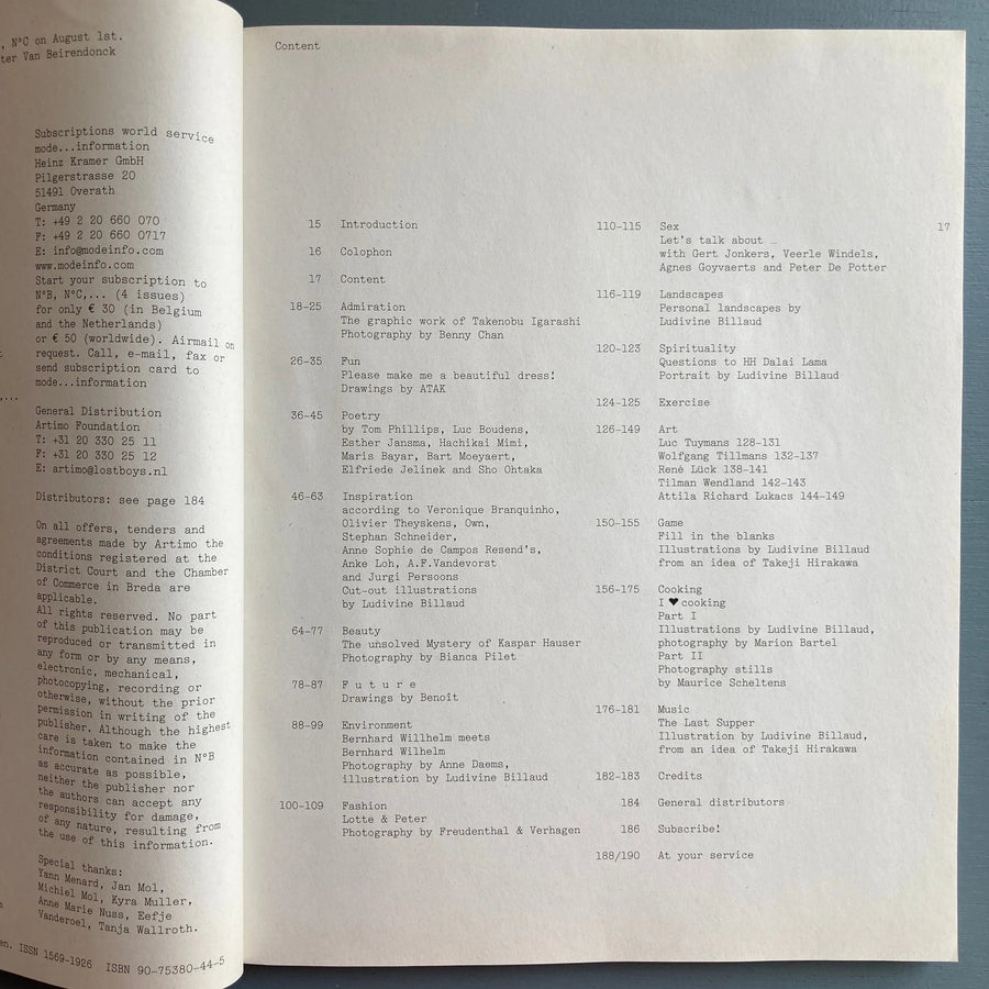 N°B magazine featuring Bernhard Willhelm - (A Magazine curated by) - 2002 - Saint-Martin Bookshop