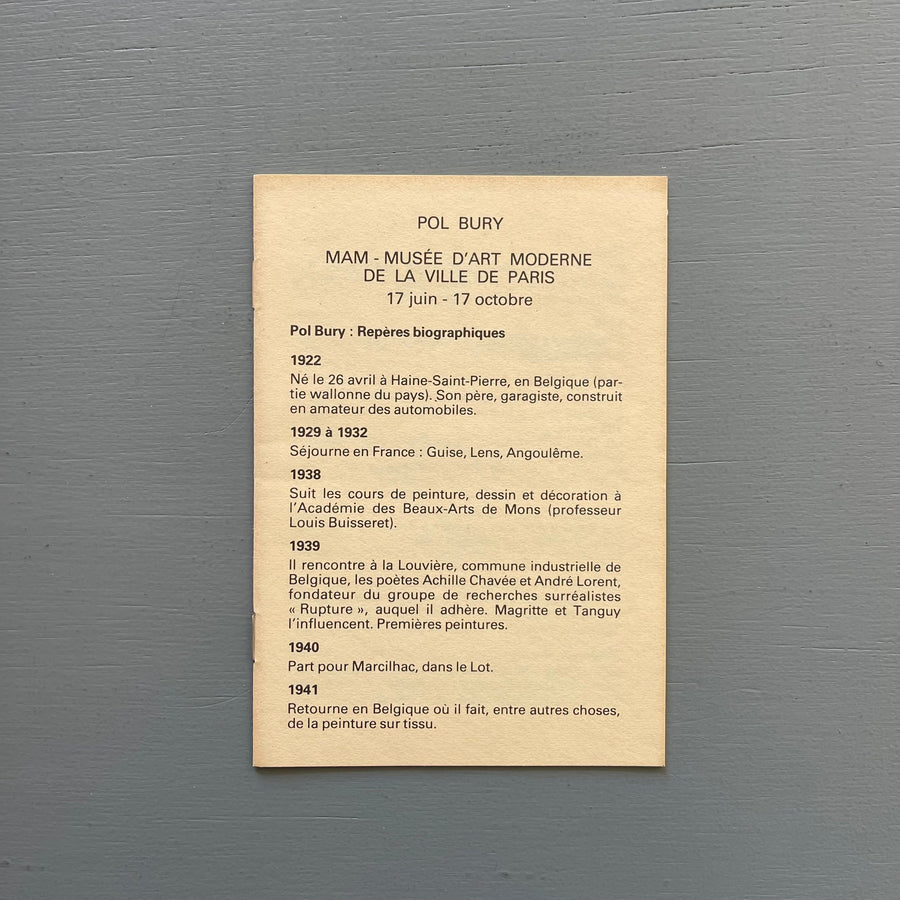 Pol Bury - Journal d'une vacance - Musée d'art moderne de la ville de Paris 1982 - Saint-Martin Bookshop