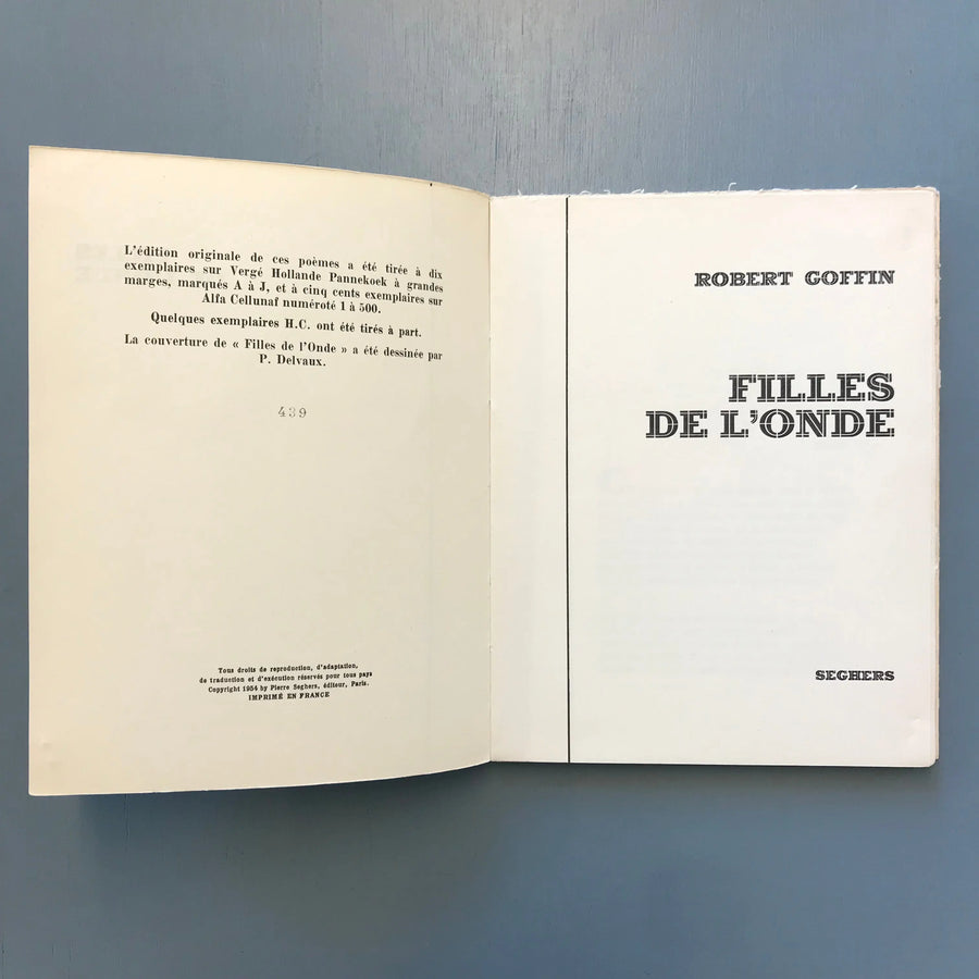 Robert Goffin - Filles de l'Onde (Paul Delvaux cover) - Seghers 1954 Saint-Martin Bookshop