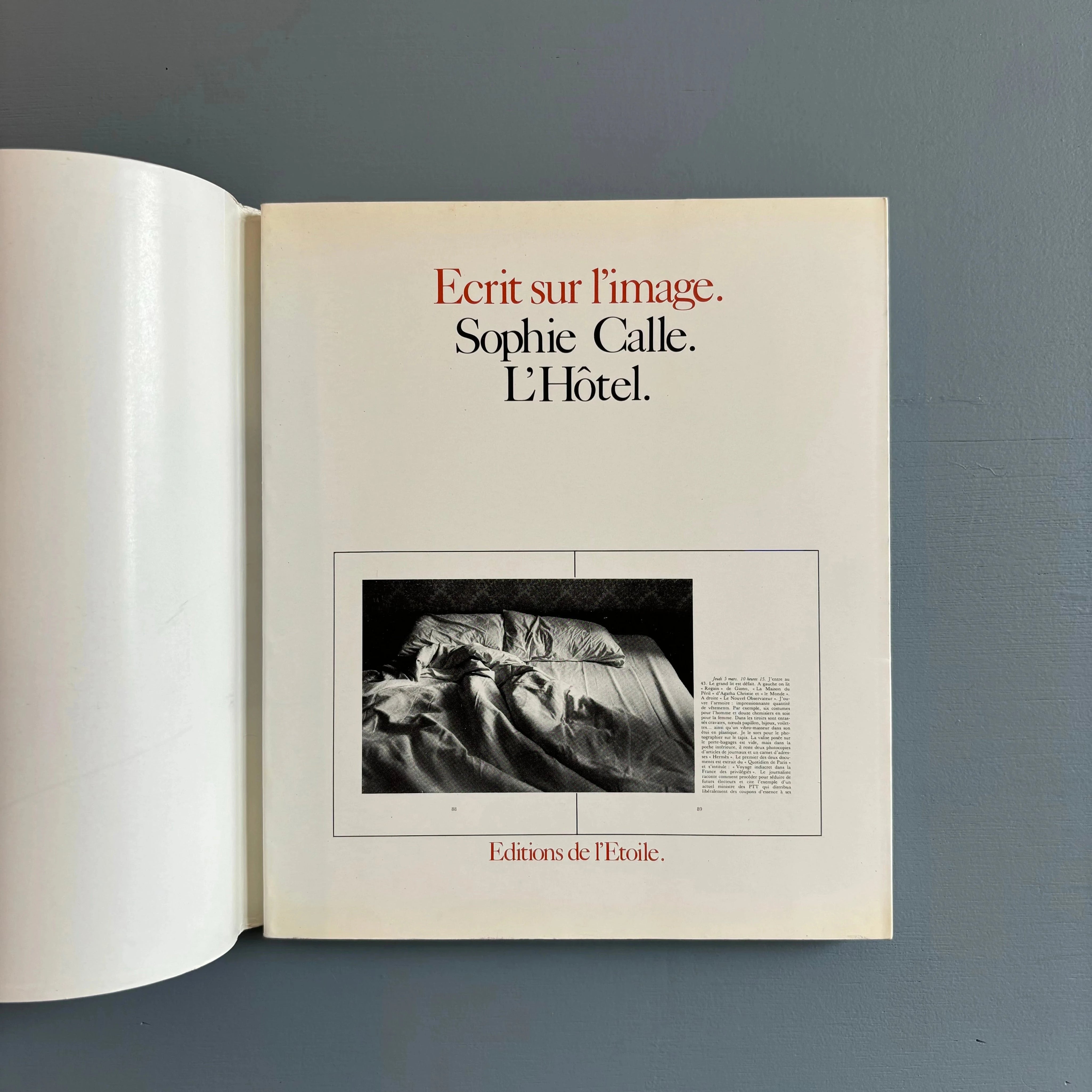Sophie Calle - L'hotel - Editions de l'étoile 1984 - Saint-Martin