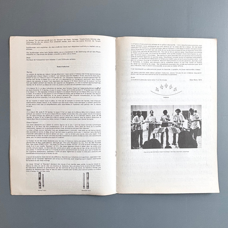 Steve Reich - Set of 5 playing score - Universal Edition 1979-1980 Steve Reich - Set of 5 playing score - Universal Edition 1979-1980