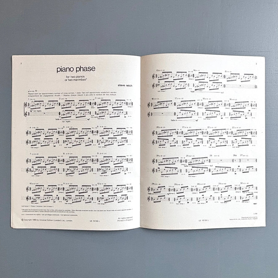 Steve Reich - Set of 5 playing score - Universal Edition 1979-1980