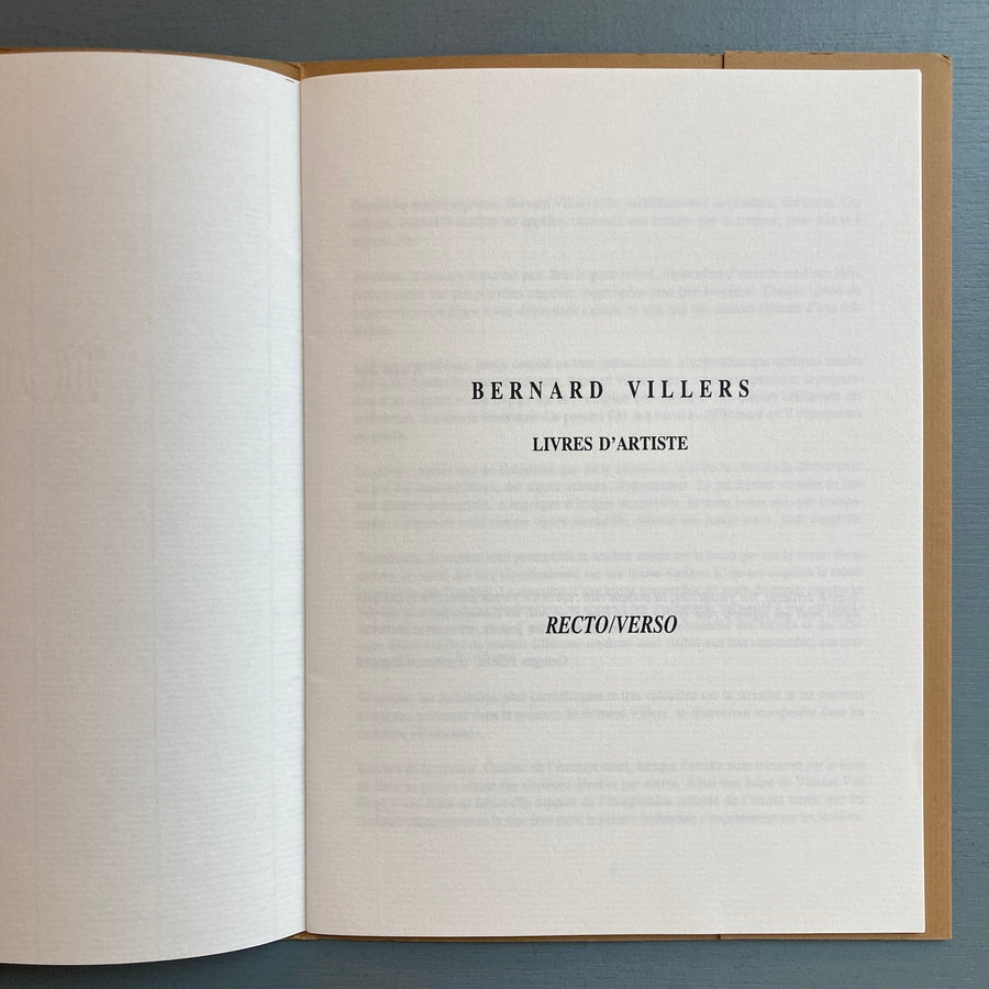 Bernard Villers - Recto/Verso - Guy Ledune 1992 - Saint-Martin Bookshop