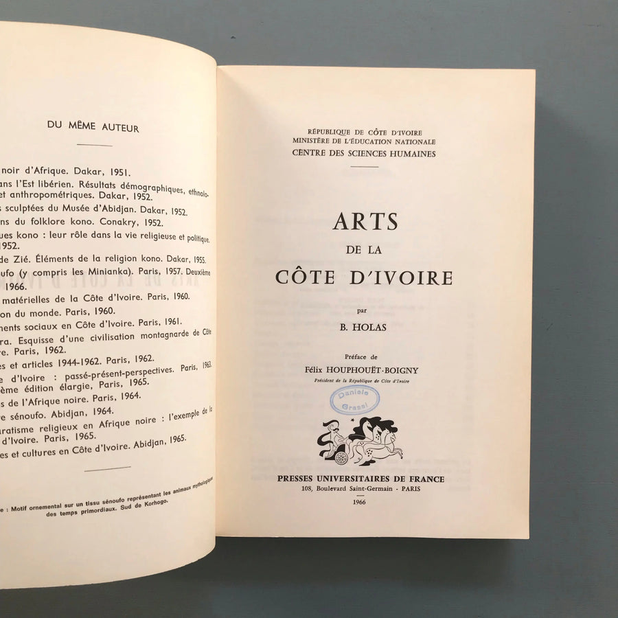 B.Holas - Arts de la Côte d'Ivoire - Presses Universitaires de France 1966 Saint-Martin Bookshop