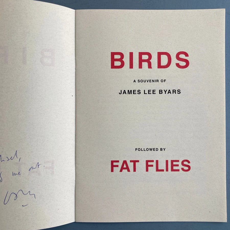Hans Theys/ Panamarenko - Birds a souvenir of James Lee Byars followed by Fat Flies a new hit story- 1997 Saint-Martin Bookshop