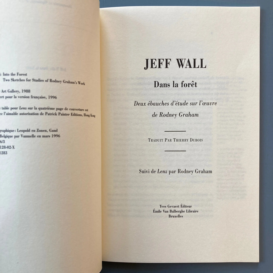 Jeff Wall - Dans la forêt - Yves Gevaert Editeur 1996 Saint-Martin Bookshop