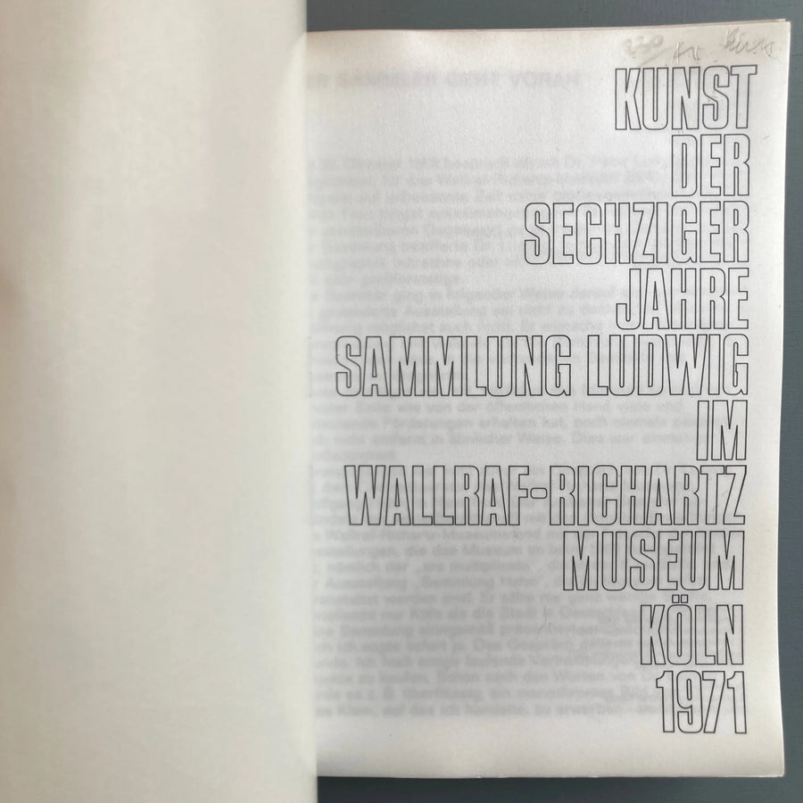 Kunst der sechziger Jahre (5th revised edition) - Wallraf-Richartz Museum 1971 Saint-Martin Bookshop