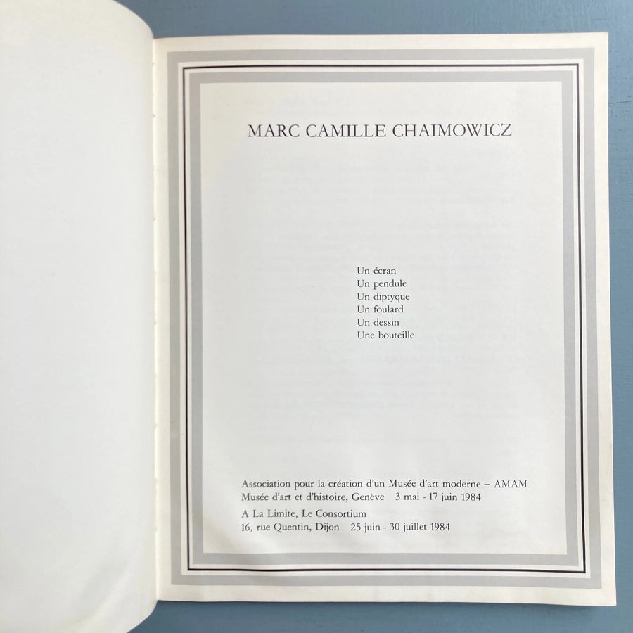 Marc Camille Chaimowicz - Genève-Dijon 1984 Saint-Martin Bookshop