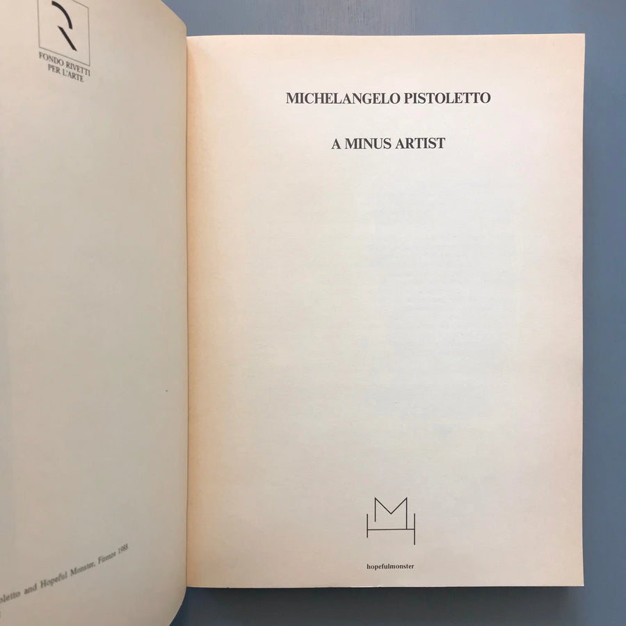 Michelangelo Pistoletto - A minus artist - Hopeful Monster 1988 Saint-Martin Bookshop