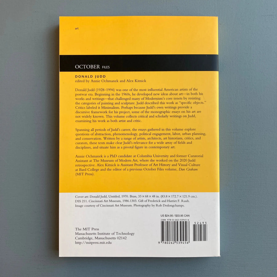 OCTOBER Files 26 - Donald Judd - The MIT Press 2021 Saint-Martin Bookshop