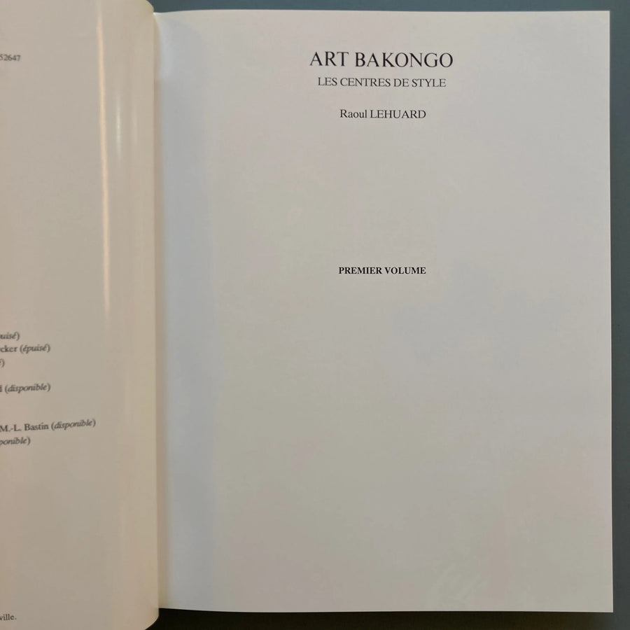 Raoul Lehuard - Art Bakongo - Volume I & II - Arts dAfrique Noire 1989 Saint-Martin Bookshop