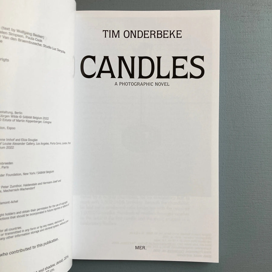 Tim Onderbeke - Candles a photographic novel - MER. B&L Saint-Martin Bookshop